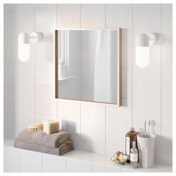 Зеркало СКОГСВОГ, белый, буковый шпон (40x40 см) - фото 2