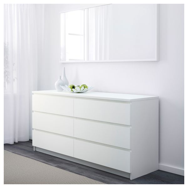 Комод с 6 ящиками МАЛЬМ, белый (160x78 см) - фото 2