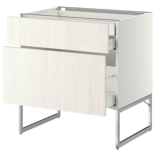 Напольный шкаф 2 фронтальных панели, 2 нижних,1 встроенный ящик МЕТОД / МАКСИМЕРА, белый, Росдаль белый - схема-чертеж с размерами