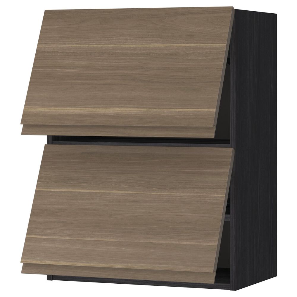 Навесной шкаф, 2 дверцы, горизонтал, черный, Воксторп грецкий орех 60x80 см IKEA МЕТОД 392.251.88 - схема-чертеж с размерами