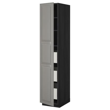 Высокий шкаф с ящиками МЕТОД / МАКСИМЕРА, черный, Будбин серый