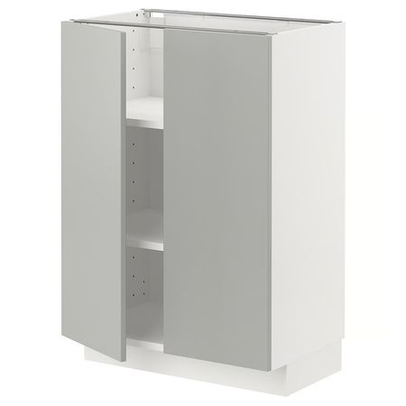 METOD Напольный шкаф с полками/2дверцами - белый/Havstorp светло-серый 60x37 см
