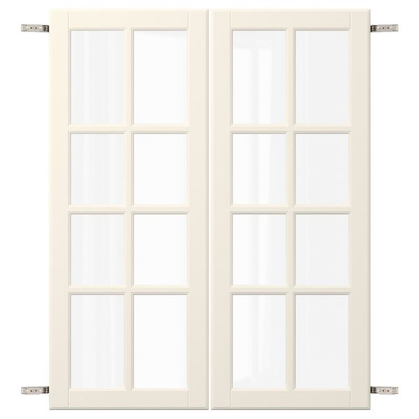Пара дверец с петлями, белый с оттенком 80x100 см IKEA BODBYN БУДБИН 792.850.95 - схема-чертеж с размерами