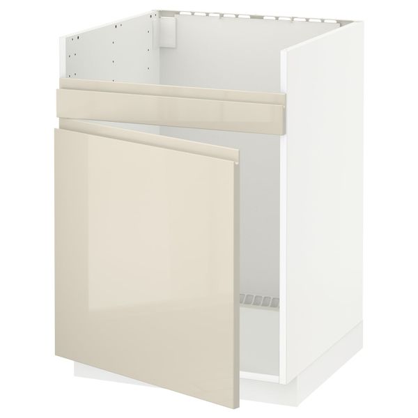 Напольный шкаф для мойки ХАВСЕН, белый/Воксторп глянцевый светло-бежевый 60x60 см IKEA METOD МЕТОД 292.802.03 - схема-чертеж с размерами