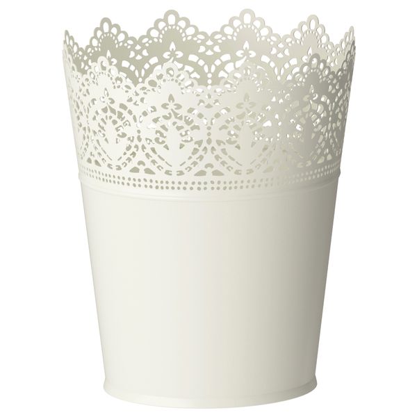 Кашпо СКУРАР, белый с оттенком д/дома/улицы, белый с оттенком (12 см) - фото 1