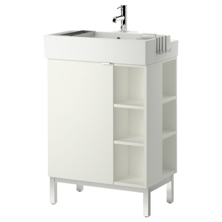 Шкаф под раковину с 1 дверцей, 2 открывающихся полки ЛИЛЛОНГЕН, белый (60x41x92 см)