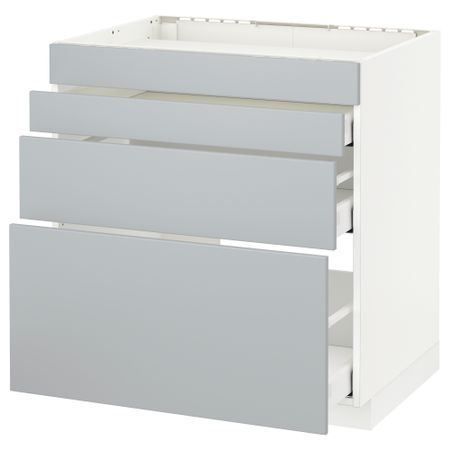 Напольный шкаф для духовки, 4фасада, 3 ящика МЕТОД / МАКСИМЕРА, белый, Веддинге серый