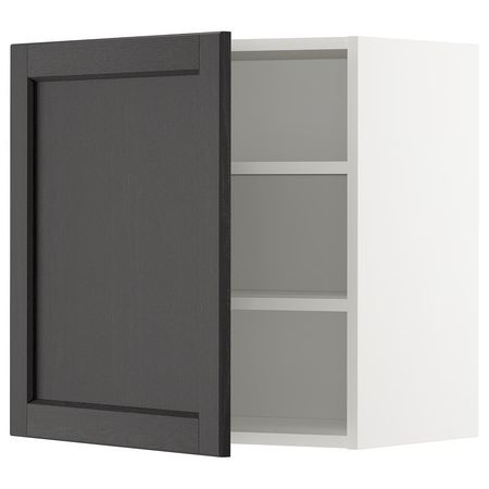 METOD Навесной шкаф с полками - белый/Lerhyttan черная морилка 60x60 см