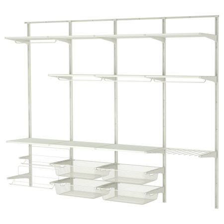 Настенная шина, штанга, модуль для обуви АЛЬГОТ, белый (256x40x196 см)