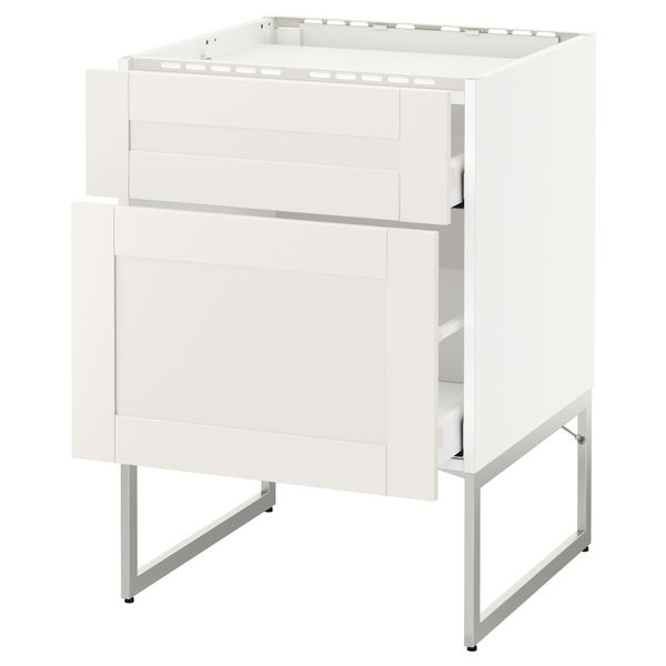 Напольный шкаф, 2 фронтальных панели, 3 ящика МЕТОД / МАКСИМЕРА, белый, Сэведаль белый - схема-чертеж с размерами