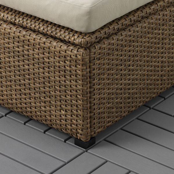 3-местный модульный диван, садовый, с табуретом для ног коричневый/Холло бежевый 223x144x82 см IKEA СОЛЛЕРОН 992.414.49 - схема-чертеж с размерами