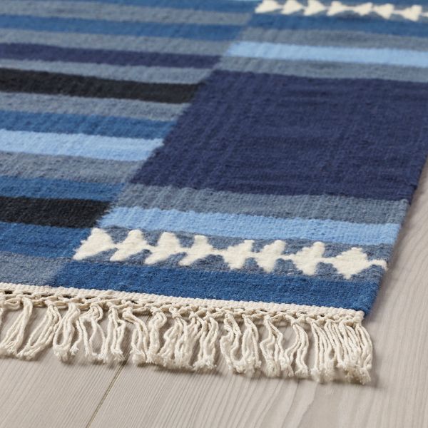 Ковер безворсовый, ручная работа различные оттенки синего 170x240 см IKEA TRANGET ТРАНГЕТ 504.385.36 - фото 2