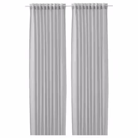 FJÄDERMOTT Гардины, 2 шт. - белый/серый/с лентой 145x300 см