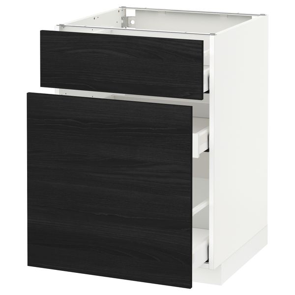 Напольный шкаф, выдвижной секцией, ящик МЕТОД / МАКСИМЕРА, белый, Тингсрид черный - схема-чертеж с размерами