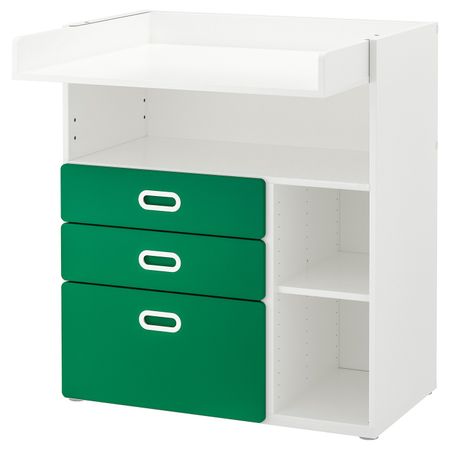 Пеленальный стол с ящиками, белый/зеленый 90x79x102 см IKEA STUVA СТУВА / FRITIDS ФРИТИДС 592.672.76