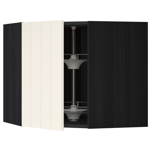 Угловой навесной шкаф с вращающейся секцией МЕТОД, черный, Хитарп белый с оттенком - схема-чертеж с размерами