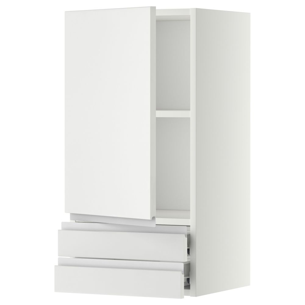 Навесной шкаф с дверцей, 2 ящика МЕТОД / ФОРВАРА, белый, Нодста белый - фото 1