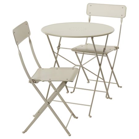 Стол + 2 складных стула для сада САЛЬТХОЛЬМЕН, бежевый