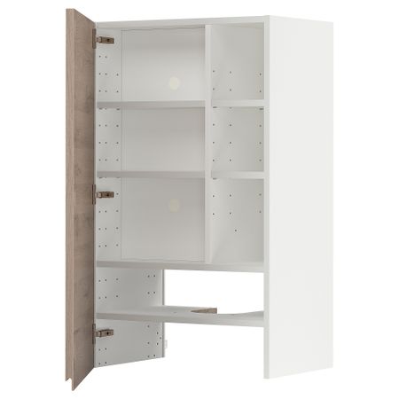 Навесной шкаф для вытяжки, полка, дверь, 60x100 см, белый, Voxtorp под дуб IKEA METOD МЕТОД 895.042.38