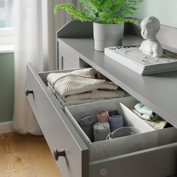 Сервант, серый 140x84 см IKEA HAUGA ХАУГА 704.569.11 - фото 9