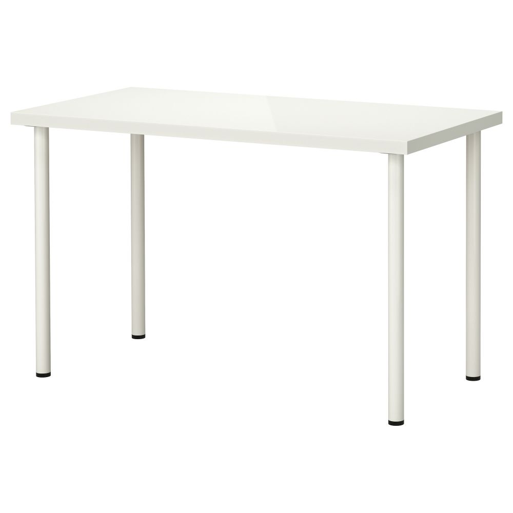 Стол ЛИННМОН / АДИЛЬС, глянцевый белый, белый (120x60 см) - фото 1