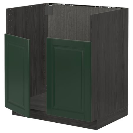 Шкаф для двойной мойки БРЕДШЁН, черный/Будбин темно-зеленый 80x60 см IKEA МЕТОД 393.147.97