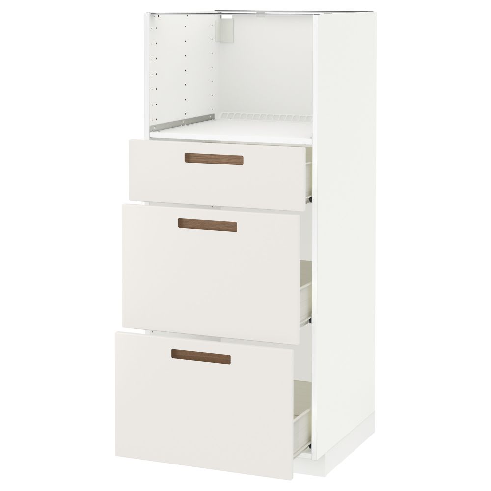 Высокий шкаф для СВЧ с 3 ящиками МЕТОД / ФОРВАРА, белый, Мэрста белый (60x60x140 см) - схема-чертеж с размерами