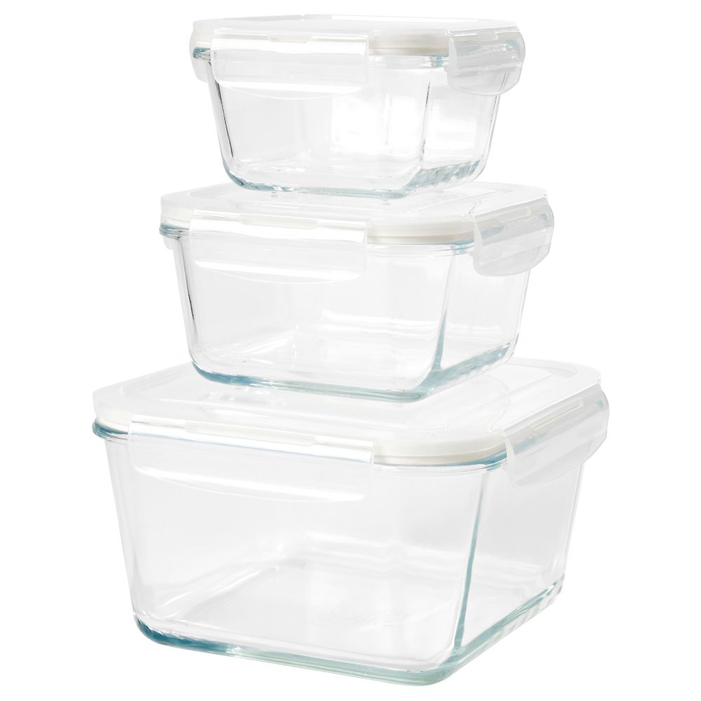 Контейнер для/продуктов, 3 шт. ФЁРТРОЛИГ, прозрачное стекло - фото 1