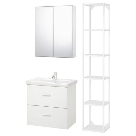 Комплект мебели для ванной,7 предм., белый/ПИЛКОН смеситель 64x43x65 см IKEA FISKÅN ФИСКОН / TVÄLLEN ТВЭЛЛЕН 094.373.61