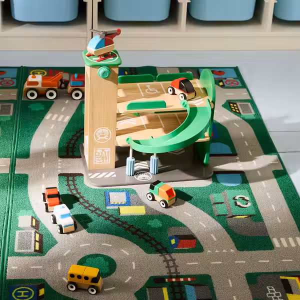 LILLABO Гараж с машиной и вертолетом - разноцветный - схема-чертеж с размерами