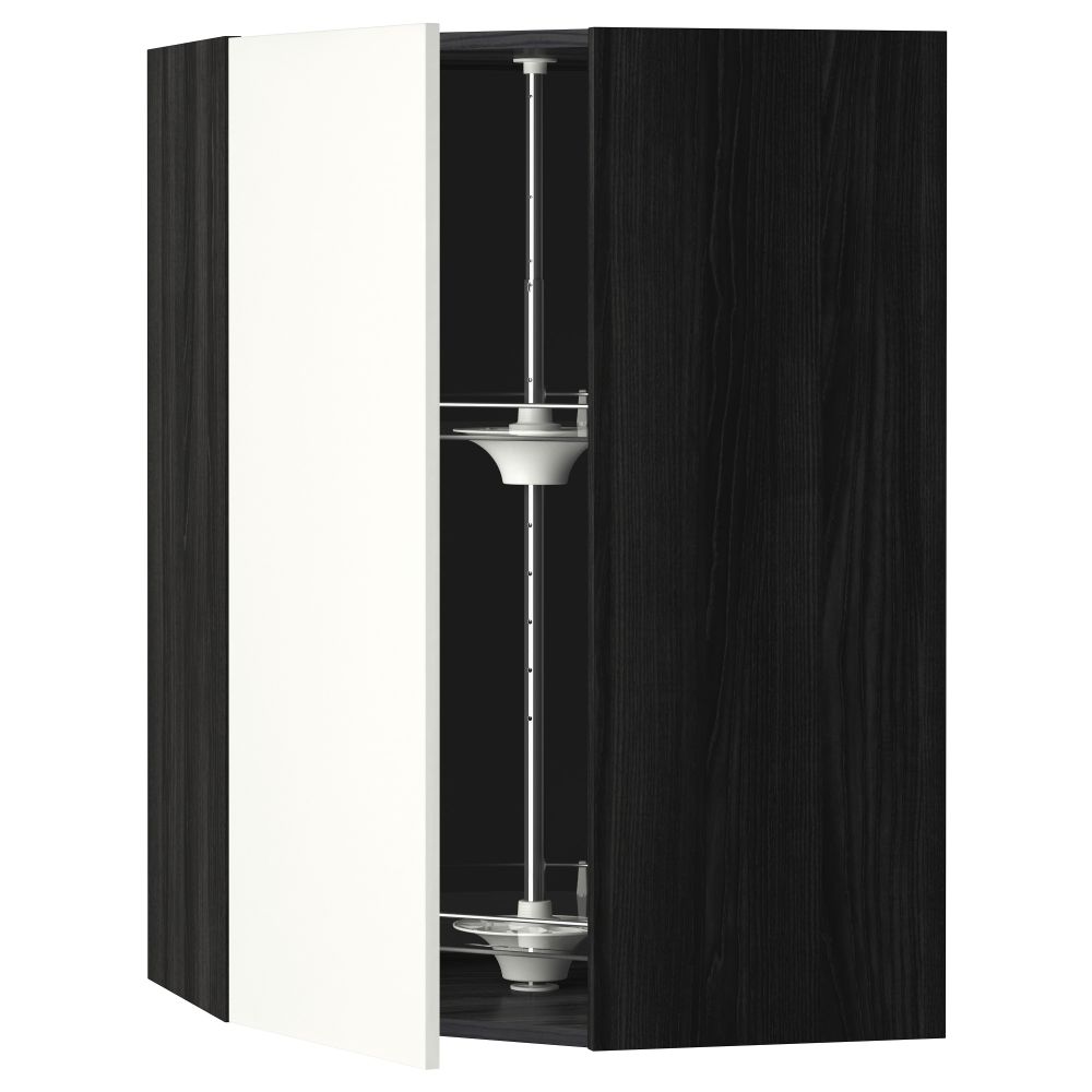 Угловой навесной шкаф с вращающейся секцией МЕТОД, черный, Хэггеби белый - схема-чертеж с размерами