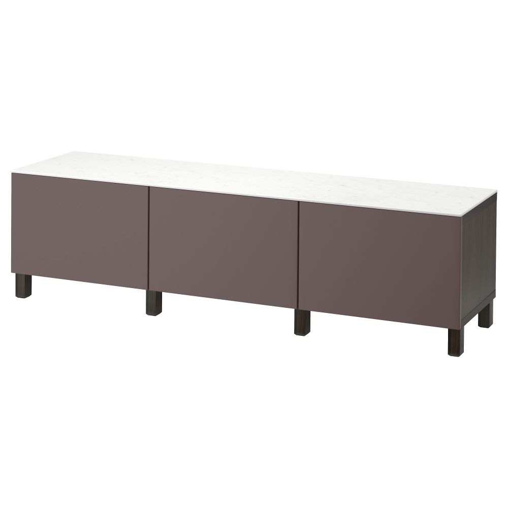 Комбинация для хранения с ящиками БЕСТО, черно-коричневый, Вальвикен темно-коричневый (180x42x48 см) - фото 1