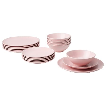 Сервиз, 18 предметов, матовая поверхность светло-розовый IKEA FÄRGKLAR ФЭРГКЛАР 905.646.98