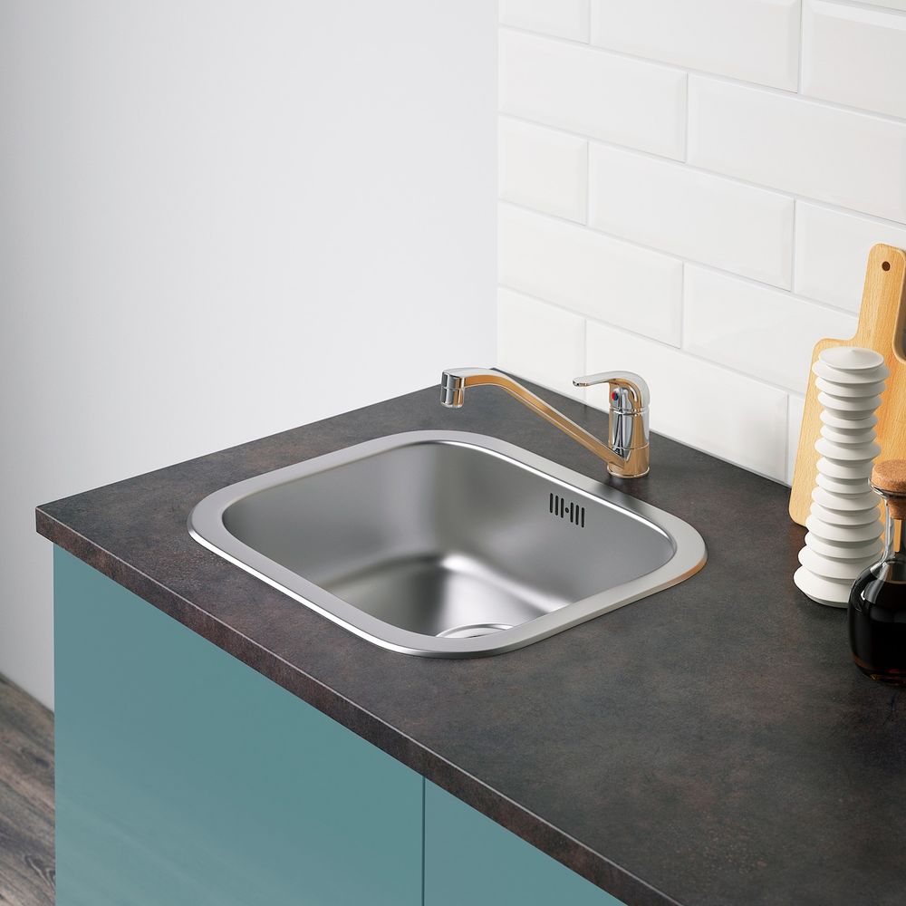 Напольный шкаф с дверцами и ящиком, глянцевый/синяя бирюза 120 см IKEA KNOXHULT КНОКСХУЛЬТ 904.879.78 - фото 1