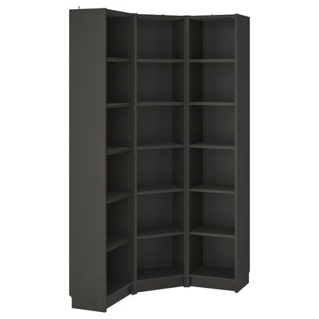 Стеллаж угловая комбинация, черно-коричневый 95/95x28x202 см IKEA BILLY БИЛЛИ 993.959.41