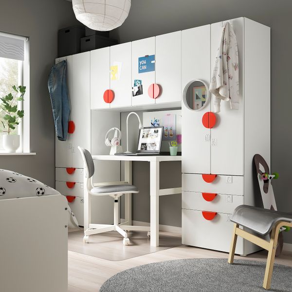 Комбинация для хранения, белый/белый 240x42x181 см IKEA SMÅSTAD СМОСТАД / OPPHUS ОПХУС 294.290.01 - фото 2