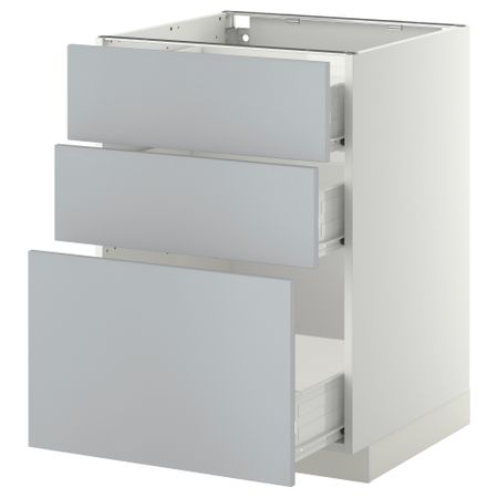 Напольный шкаф с 3 ящиками МЕТОД / ФОРВАРА, белый, Веддинге серый