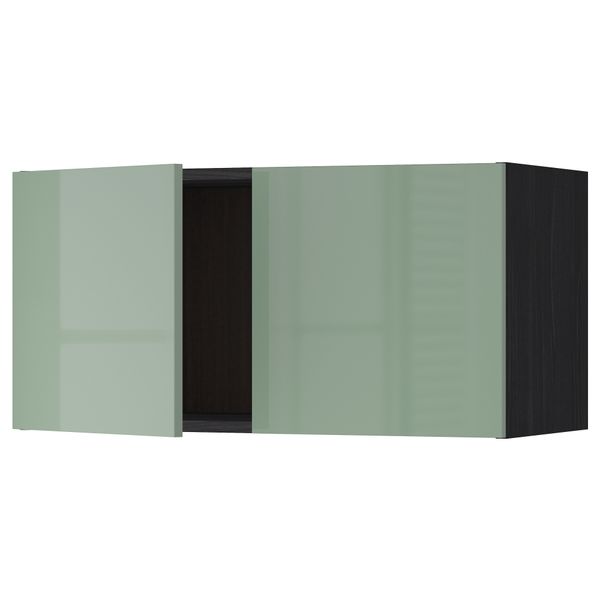 Навесной шкаф с 2 дверями МЕТОД, черный, Калларп светло-зеленый (80x40 см) - схема-чертеж с размерами