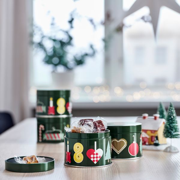 Банка с крышкой, Рождественские узоры разноцветный IKEA VINTER 2021 ВИНТЕР 2021 004.983.11 - схема-чертеж с размерами