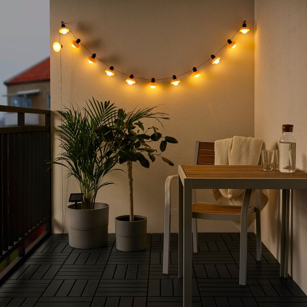 Гирлянда, 12 светодиодов, для сада на солнечной батарее/мини-фонарь бежевый IKEA SOLVINDEN СОЛВИДЕН 204.870.38 - фото 3