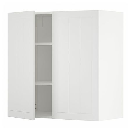 Навесной шкаф с полками/2дверцы, белый/Стенсунд белый 80x80 см IKEA METOD МЕТОД 794.445.51