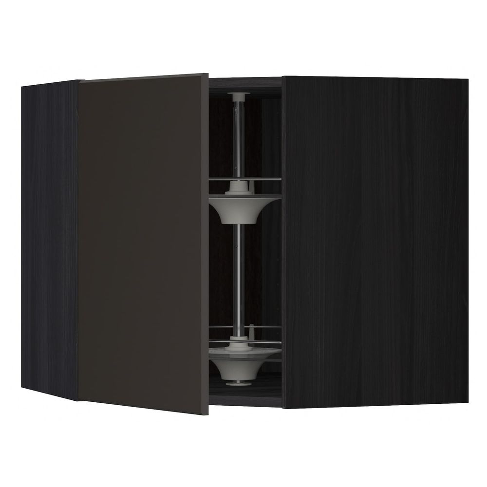 Угловой навесного шкаф с вращающейся секц, черный/Кунгсбакка антрацит 68x60 см IKEA МЕТОД 092.123.14 - схема-чертеж с размерами