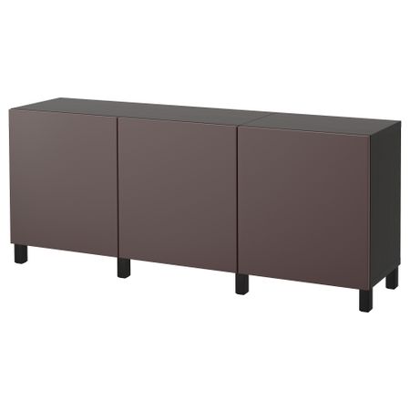 Комбинация для хранения с дверцами БЕСТО, черно-коричневый, Вальвикен темно-коричневый (180x40x74 см)