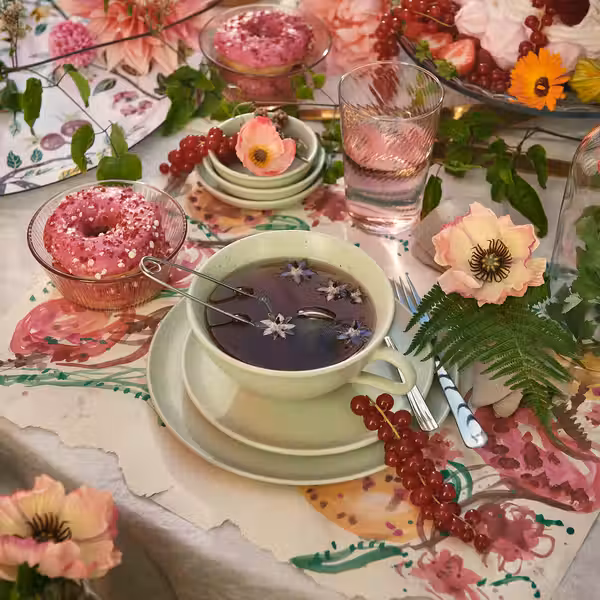 MOSSMAL МОССМАЛ Тарелка - орнамент «точки»/светло-зеленый 22 см - фото 2