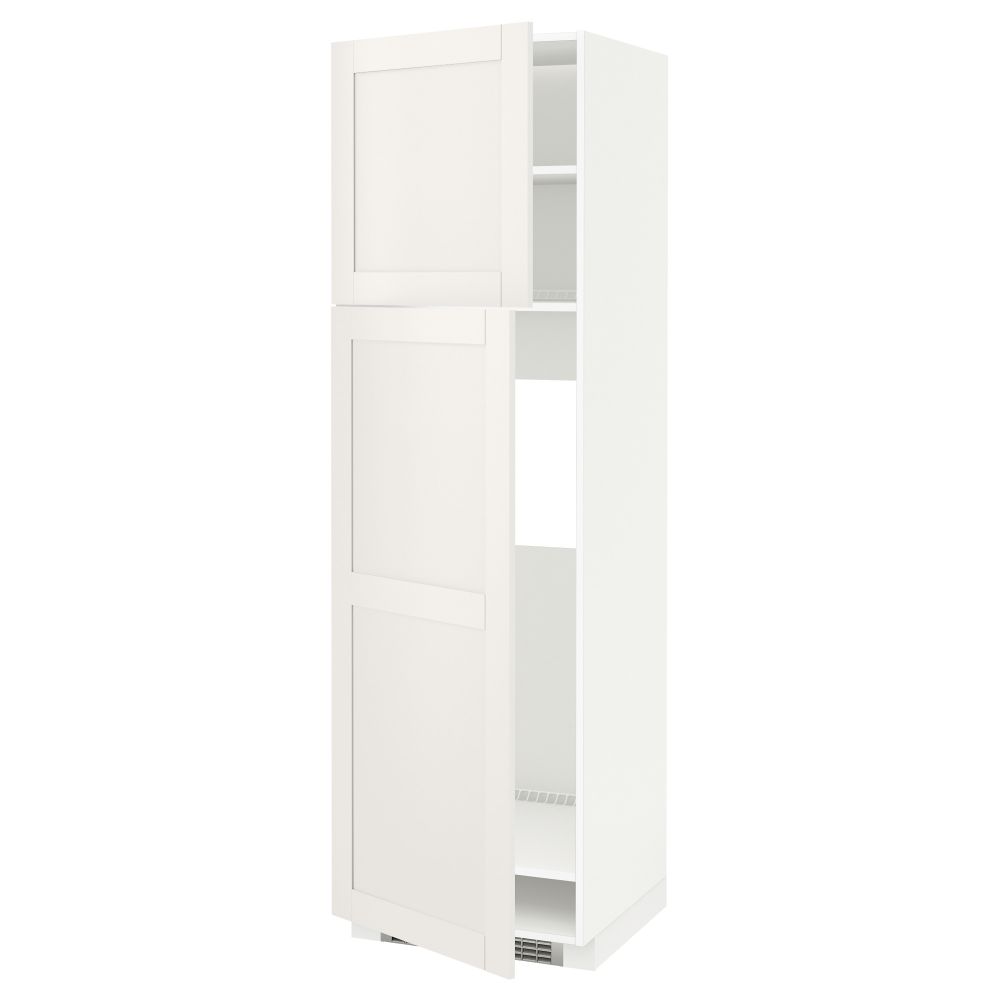 Высокий шкаф для холодильника, 2 дверцы МЕТОД, белый, Сэведаль белый - схема-чертеж с размерами