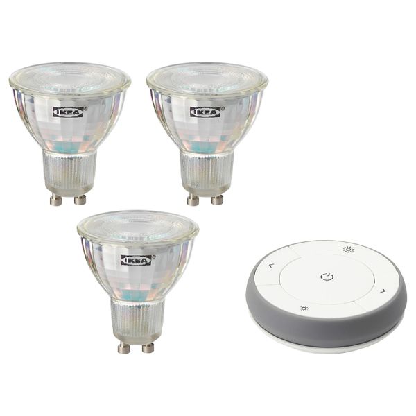 Комплект с пультом для/у, белый спектр GU10 IKEA TRÅDFRI ТРОДФРИ 104.065.75 - фото 1