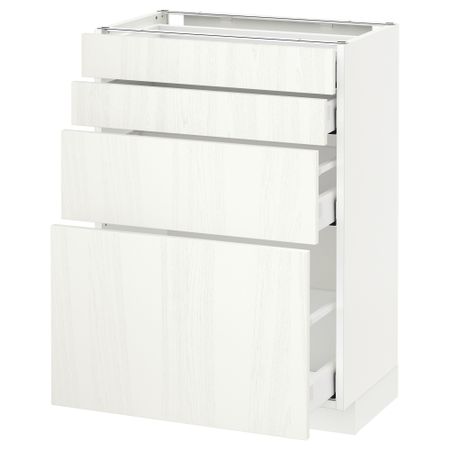 Напольный шкаф 4 фронтальных панели, 4 ящика МЕТОД / МАКСИМЕРА, белый, Росдаль белый