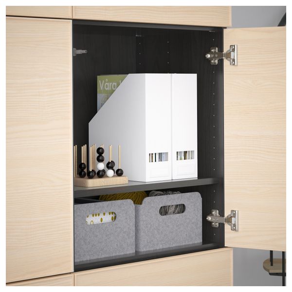 Комбинация для хранения с дверцами БЕСТО, черно-коричневый, Инвикен ясеневый шпон (120x40x192 см) - схема-чертеж с размерами