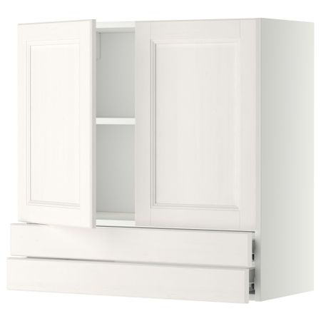 Навесной шкаф, 2 дверцы, 2 ящика МЕТОД / ФОРВАРА, белый, Лаксарби белый