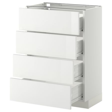 Напольный шкаф 4 фронтальных панели, 4 ящика МЕТОД / ФОРВАРА, белый, Рингульт белый